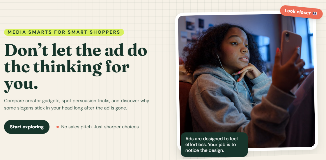 Shopper simulator home page directly linked to the simulator.