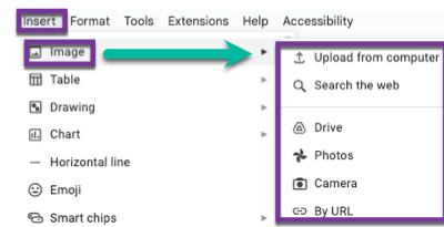 screenshot of google insert image
