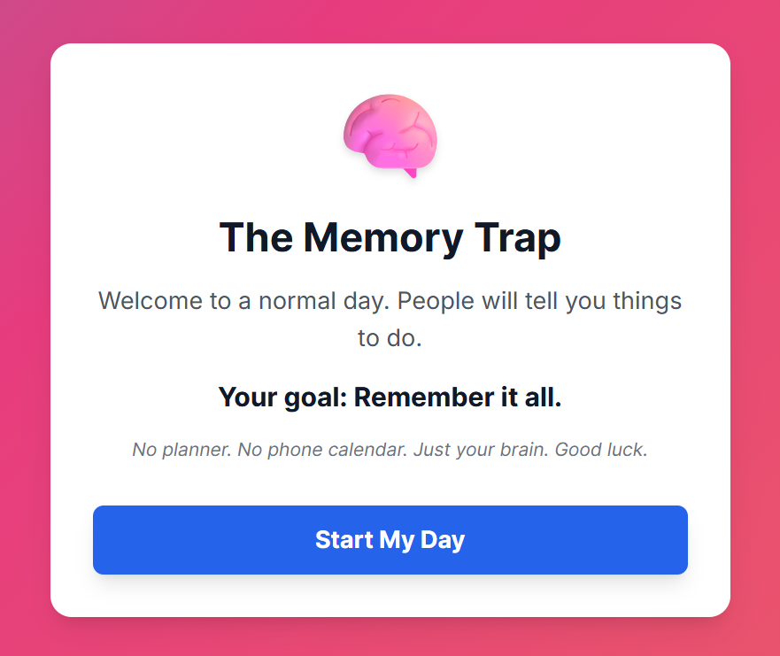 Direct link to The Memory Trap game.