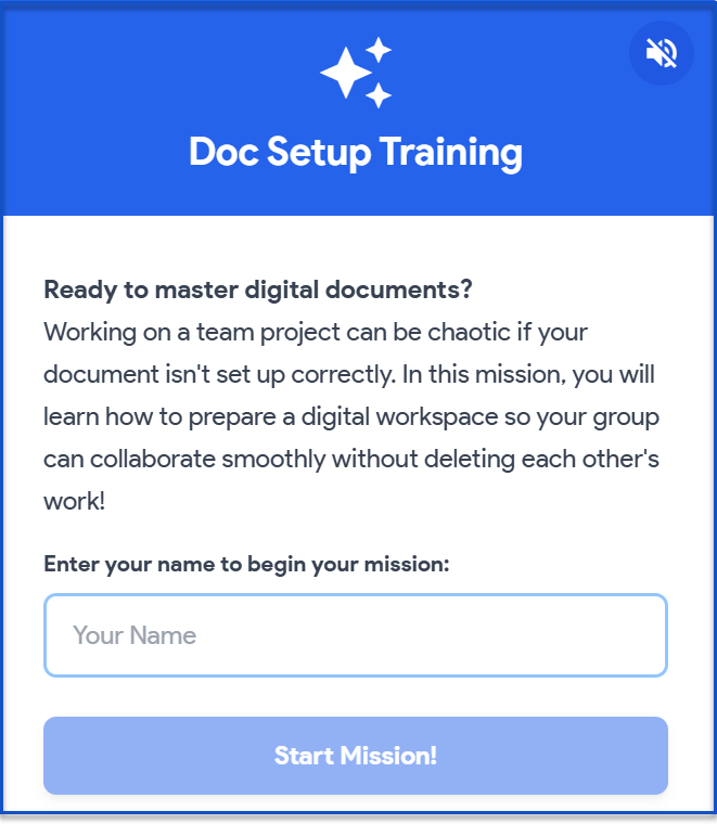 Screenshot of the homepage of the Doc Setup training site. The image is directly linked to the site.