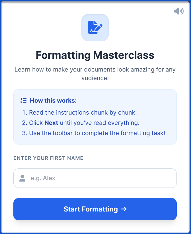 Screenshot of Formatting Training site. Image is a direct link to the training.