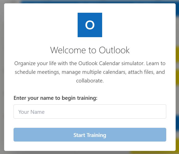 Screenshot of Microsoft Outlook Calendar Training. The image is directly linked to the training site.