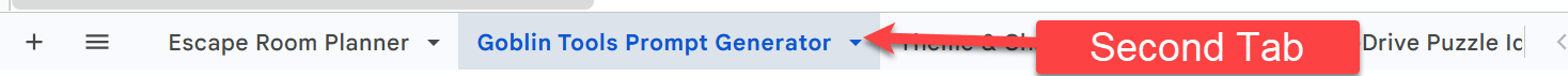 Screenshot of the tabs at the bottom of the sheet with the second tab highlighted.