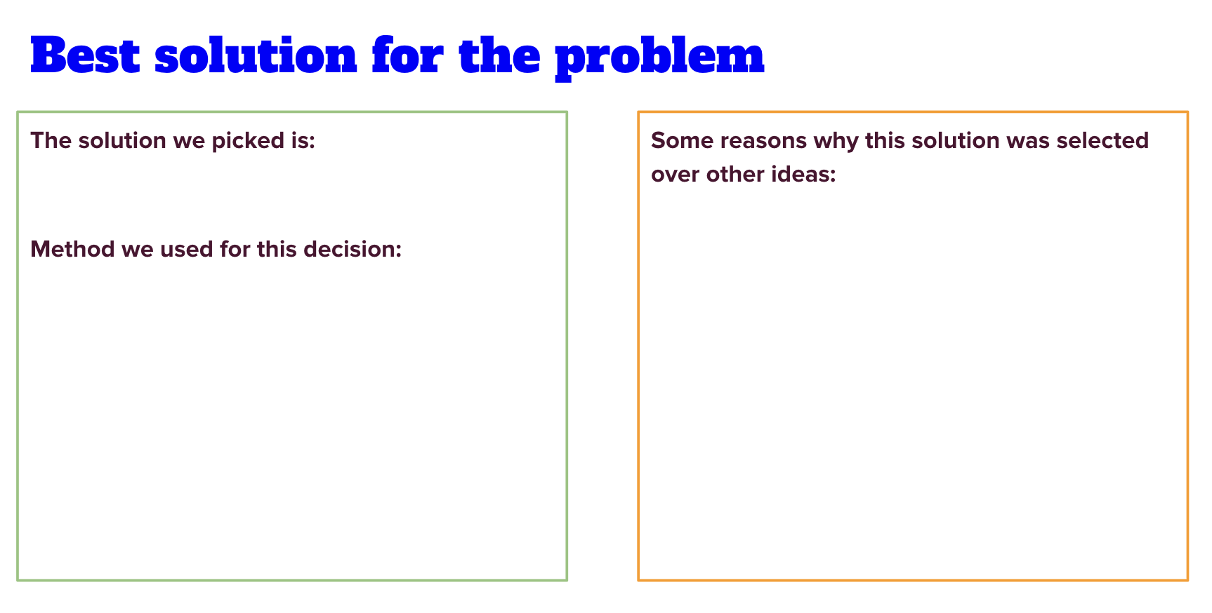 best solution for the problem
