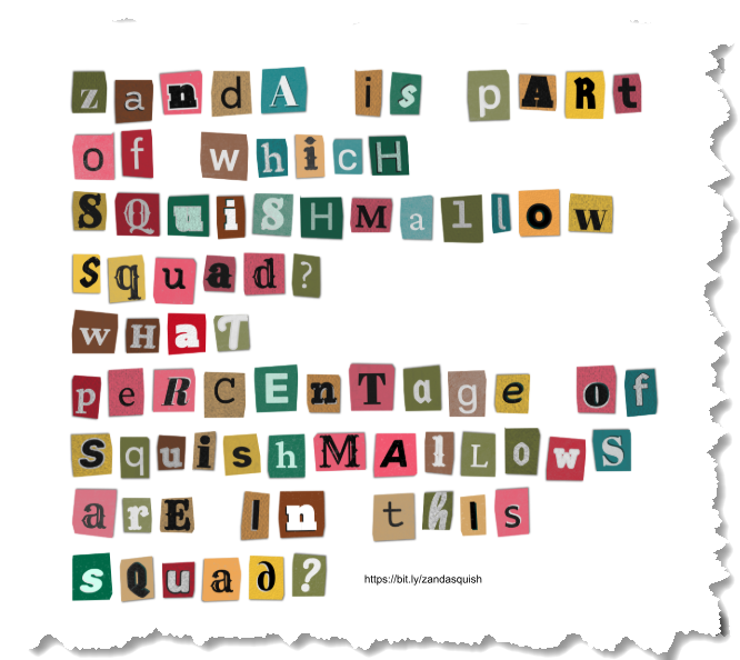 A hint with questions to ponder: Zanda is part of which quishmallow squad? What percentatge of squishmallows are in this squad?