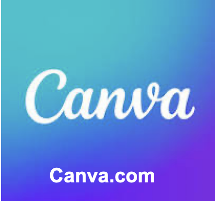 Canva script logo on gradient blue to purple background