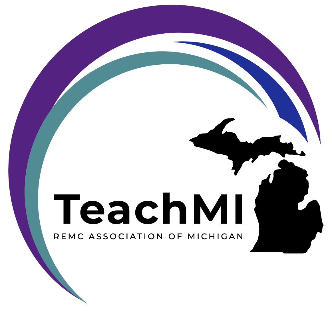 Logo for TEACHMI Summit with purple, blue and grey circles